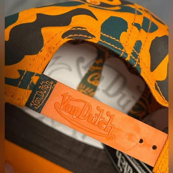 Von Dutch Orange and Black Leopard Cap New - Picture 4 of 5